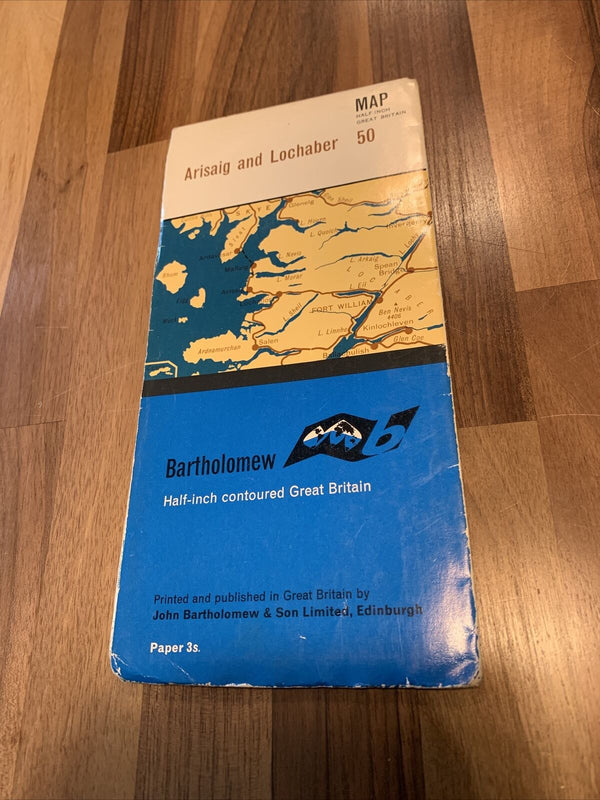 ARISAIG & LOCHABER Bartholomew - Half Inch Map 1964 No 50 Rhum Eigg Fort William