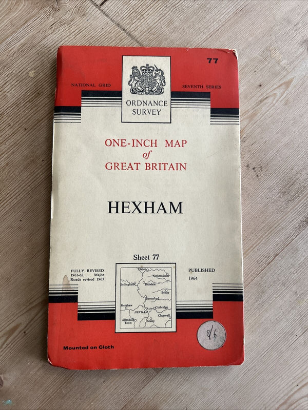 HEXHAM Ordnance Survey Seventh Series CLOTH One Inch Map Sheet 77 1964 Birtley