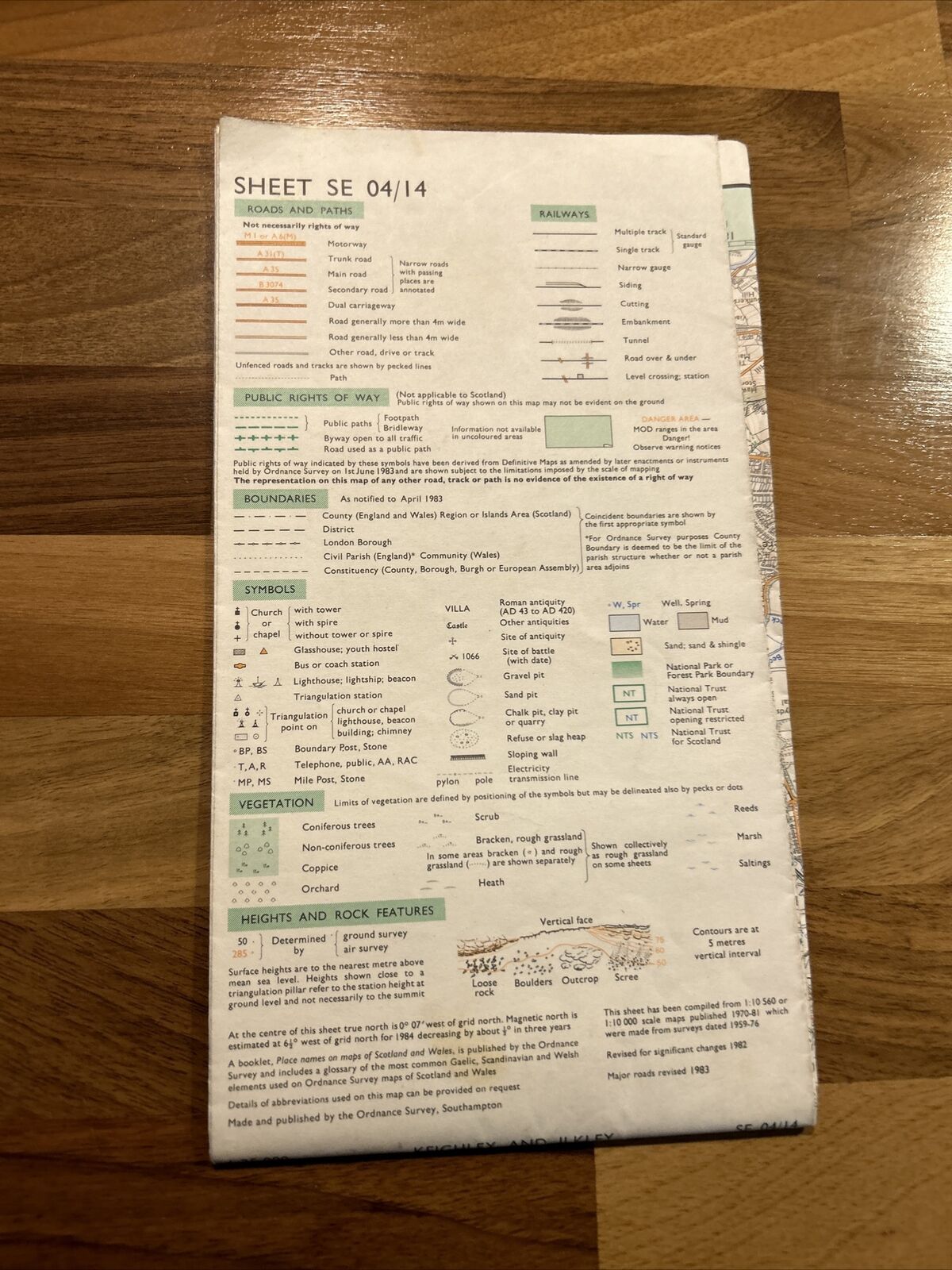 KEIGHLEY & ILKLEY Pathfinder Ordnance Survey Sheet SE04/14 1:25000 1983 Guiseley