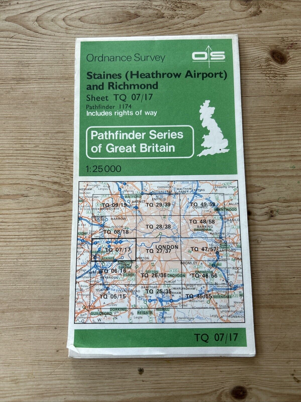 STAINES HEATHROW AIRPORT RICHMOND Pathfinder 1174 Ordnance Survey 1:25000 1984