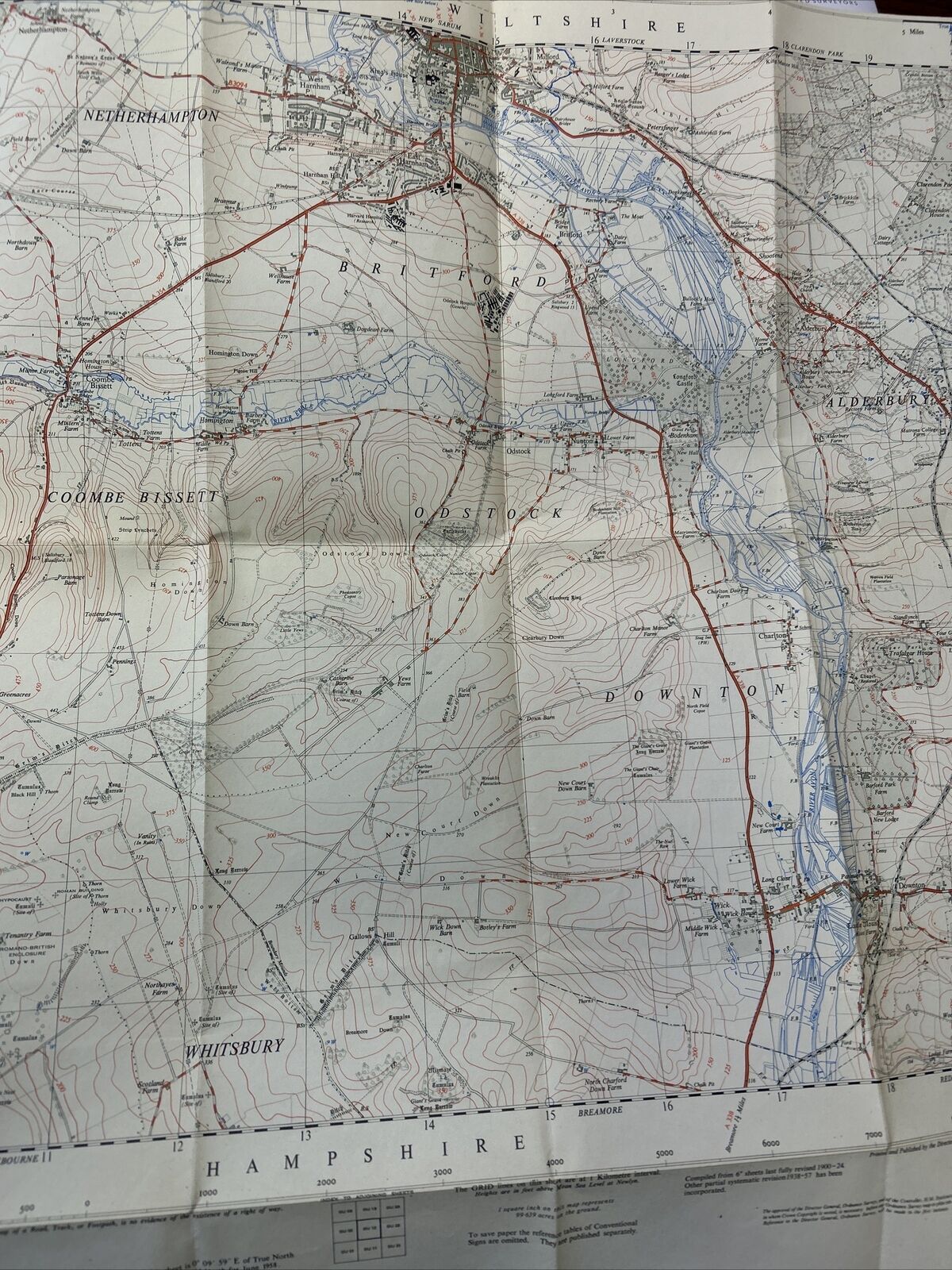 COOMBE BISSETT SALISBURY - Paper Ordnance Survey Sheet SU12 1:25000 1958