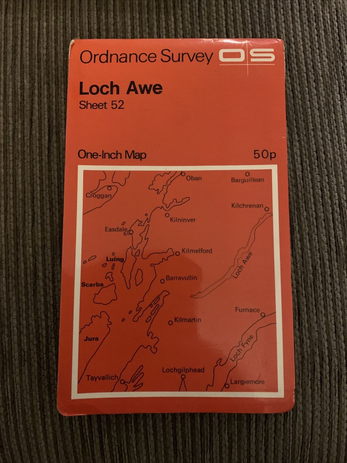 LOCH AWE Scotland- Ordnance Survey One Inch Map 1962 Revision LUING SHUNA