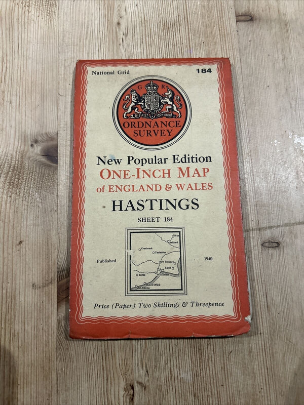 HASTINGS Ordnance Survey Paper Sixth Series 1940 Sheet 184 One Inch Rye Ashford