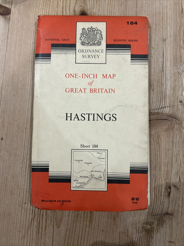 HASTINGS Ordnance Survey Seventh Series Paper One inch 1959 Sheet 184 Rye