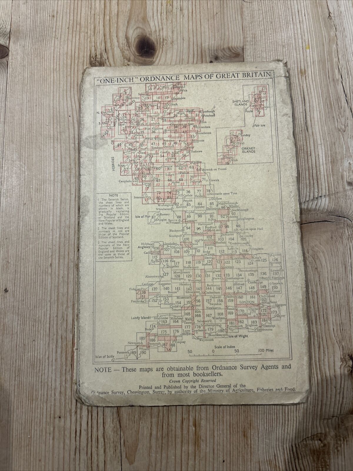 ALNWICK Ordnance Survey 7th Series Paper 1 Inch Map Sheet 71 1956 Farne Islands