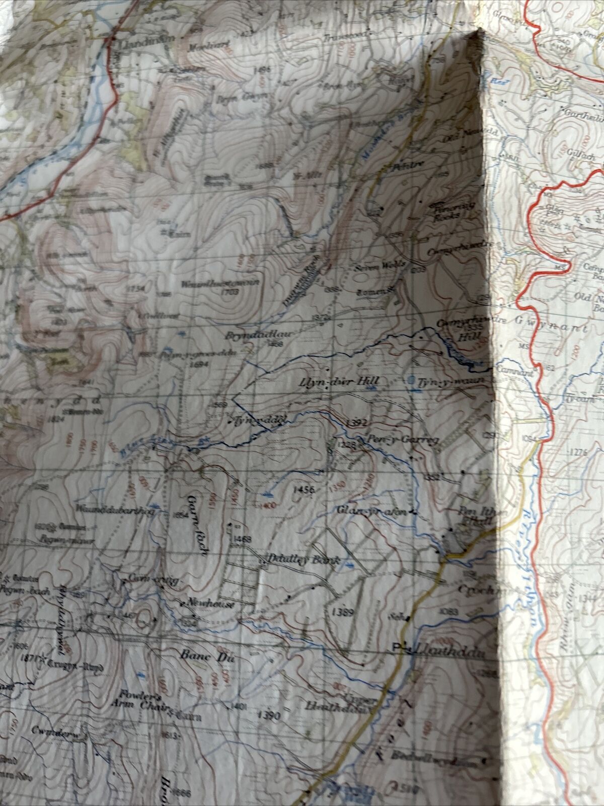 MONGOMERY & LLAN. WELLS Ordnance Survey CLOTH Map 1952 Sheet 128 Seventh Series