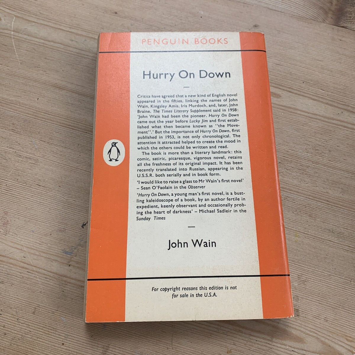 HURRY ON DOWN - JOHN WAIN - Penguin Books No 1442 1961