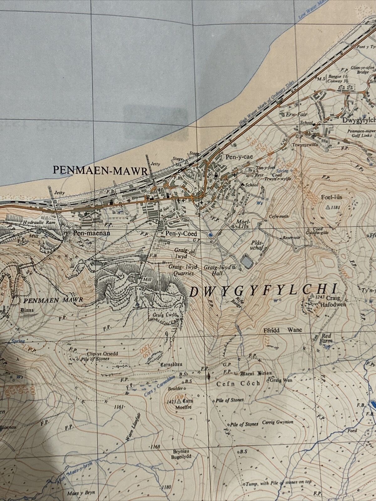 CONWAY Ordnance Survey 1:25,000 First Series Sheet SH77 1950 Llangelynjn