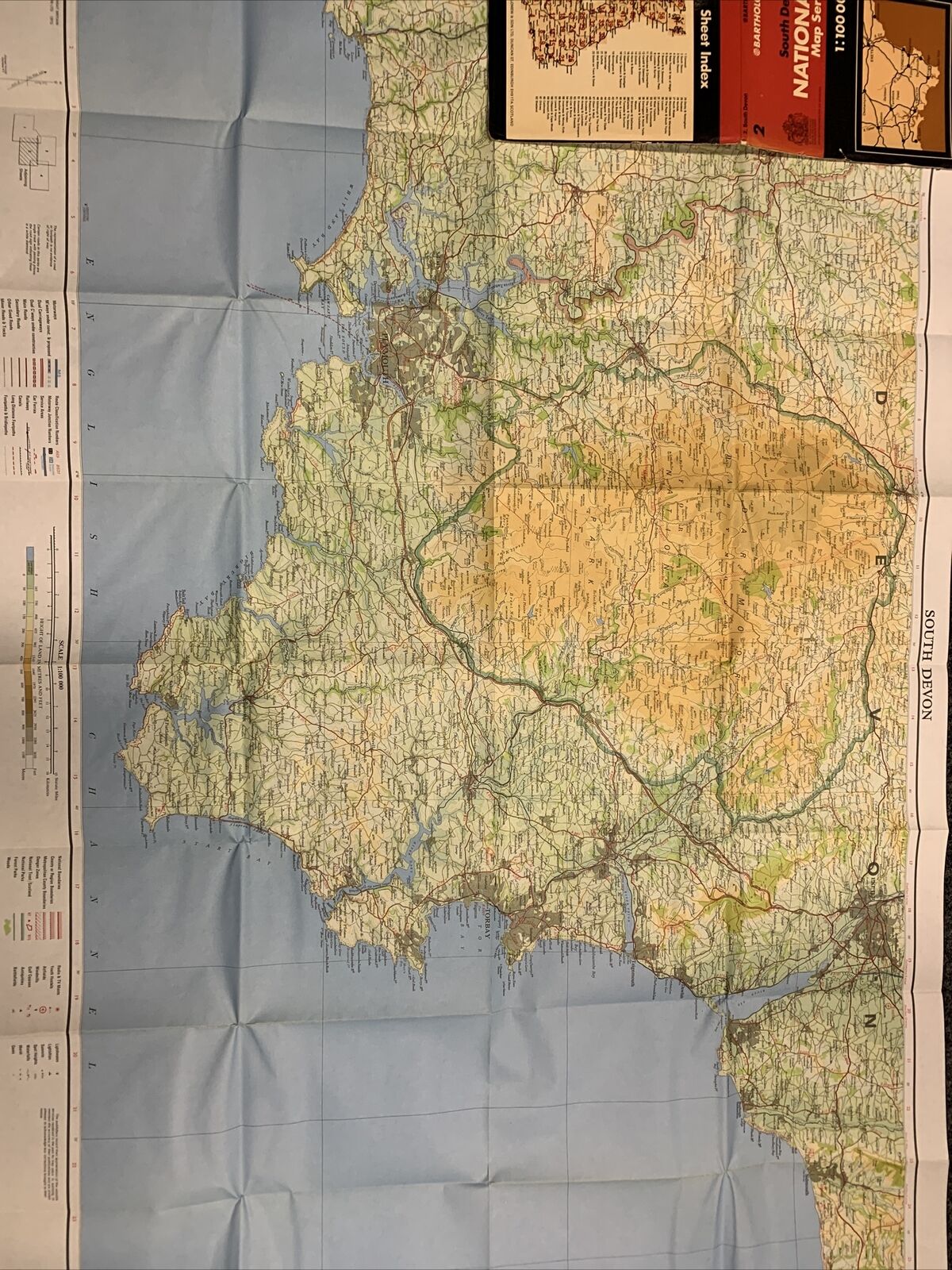 SOUTH DEVON - Bartholomews National Map Series No 2 - 1975 Plymouth Torbay