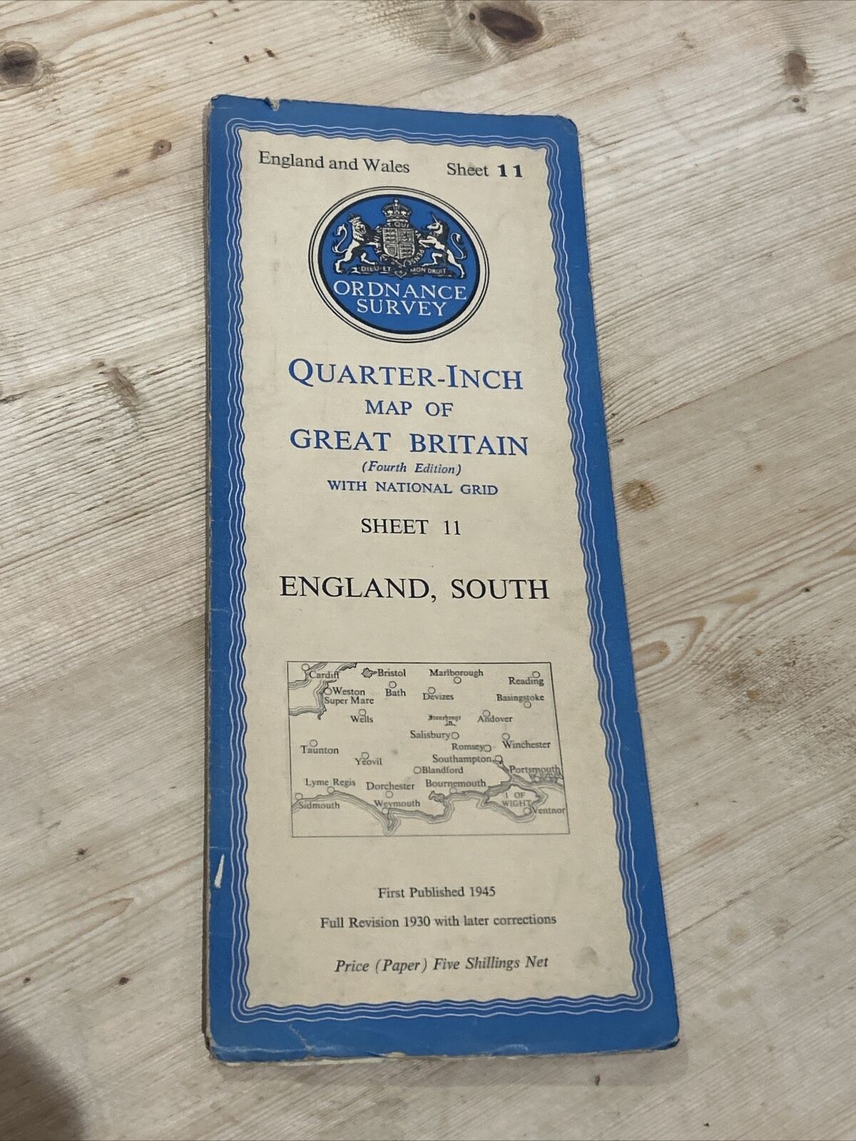 ENGLAND SOUTH 1945 Ordnance Survey Paper Sheet 11 Quarter In Map Fourth Edition