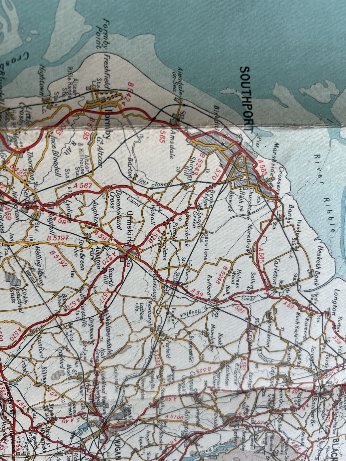 LIVERPOOL HOLYHEAD Bartholomew Quarter Inch Map No 12 Automobile Association