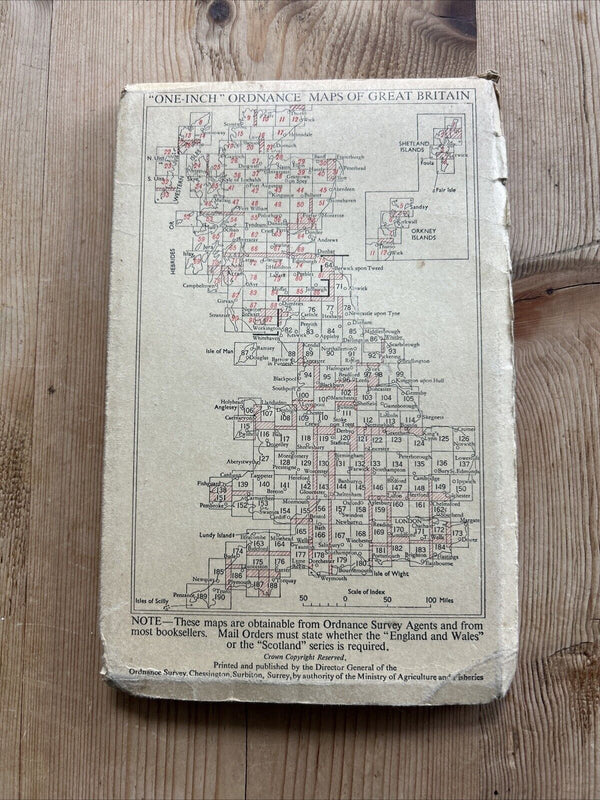 HUNTINGDON & PETERBOROUGH Ordnance Survey 7th Series CLOTH 1 inch 1954 Sheet 134