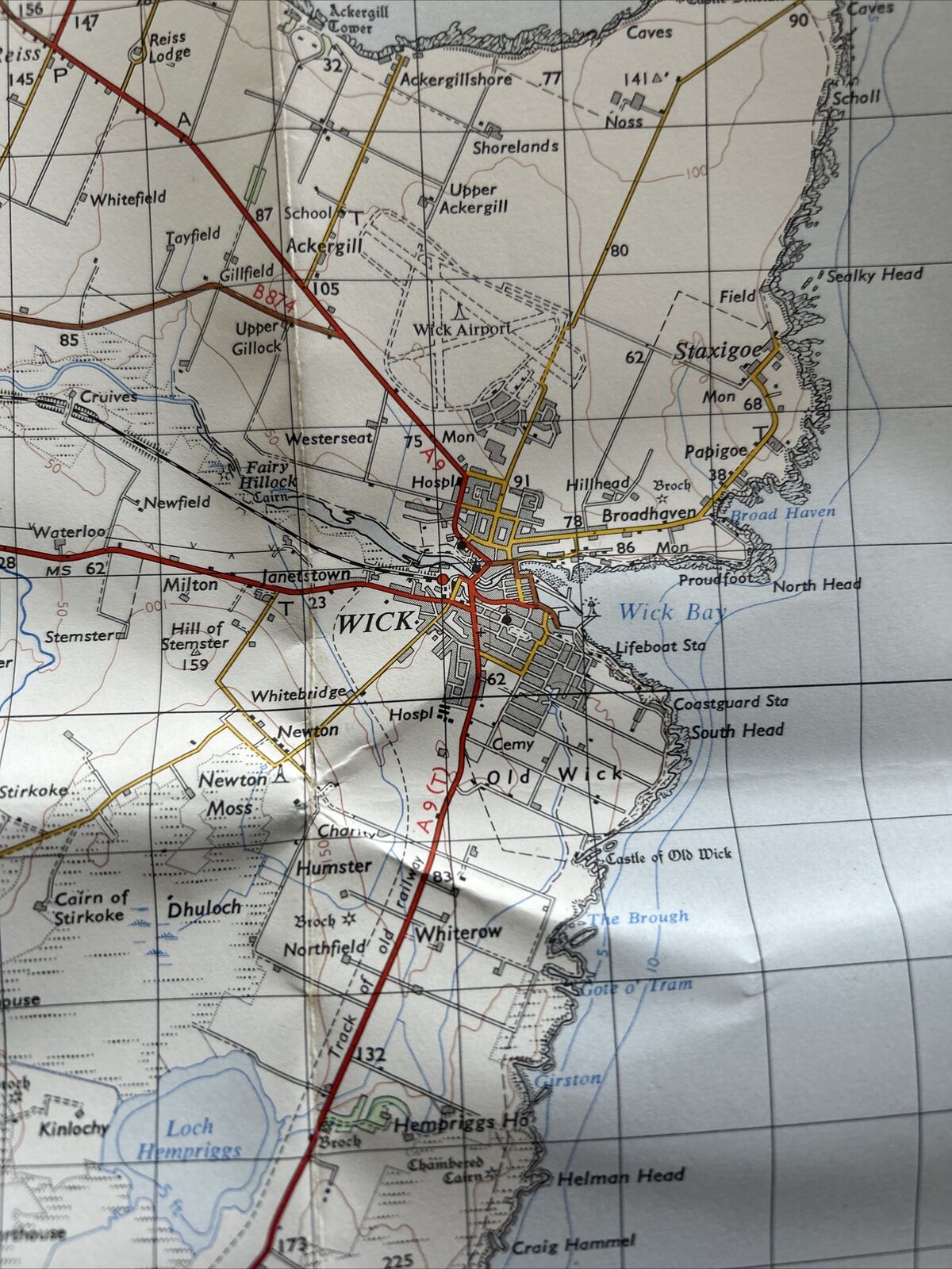 WICK Ordnance Survey Map One Inch 1959 Sheet 16 Scotland Dunbeath Halkirk