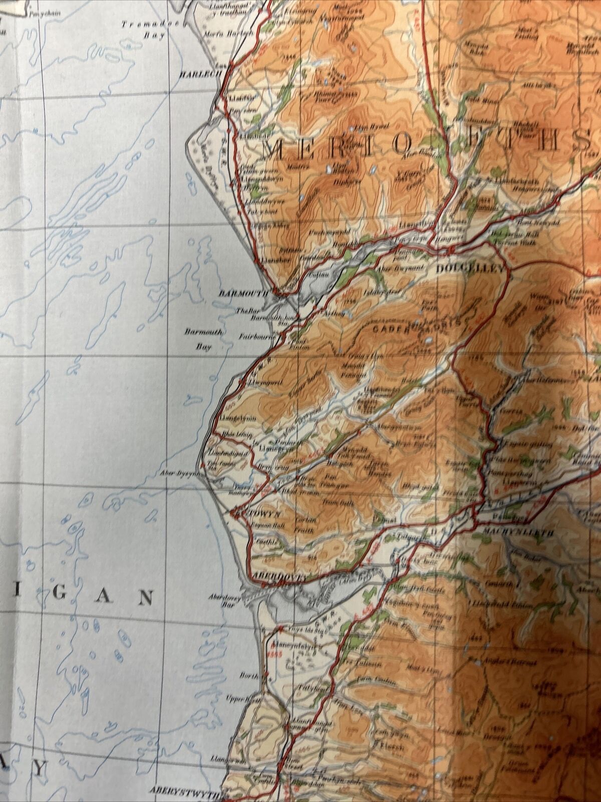 NORTH WALES & MANCHESTER 1935 Ordnance Survey CLOTH Sheet 4 Quarter Inch Map