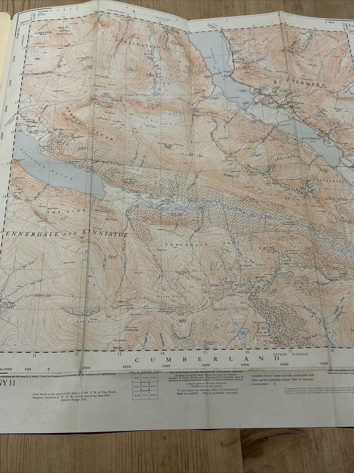 BUTTERMERE Ennerdale Ordnance Survey Sheet NY11 1:25000 1952