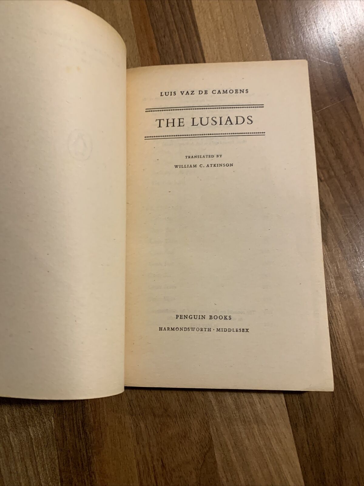 THE LUSIADS Luis Vas De CAMOENS - Penguin Classics L26 1952 Translated Atkinson