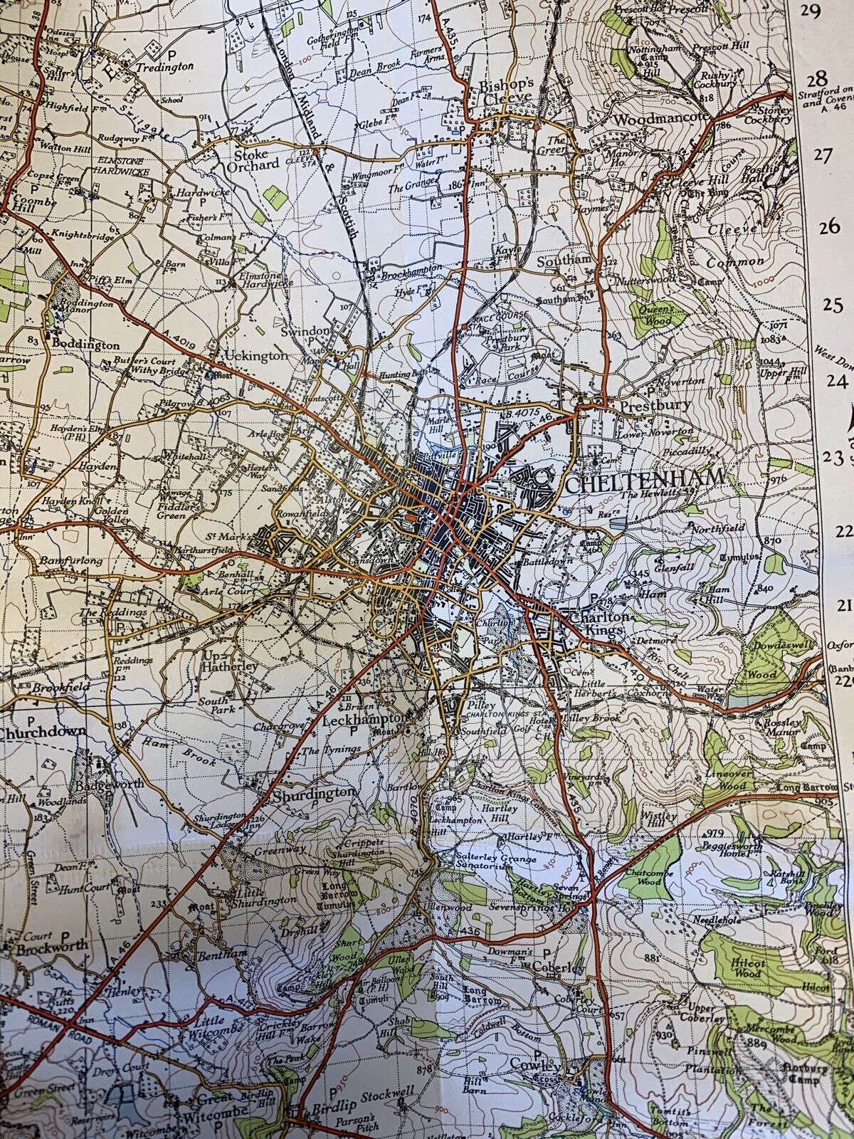 Gloucester & Malvern - 1946 Cloth Ordnance Survey One Inch Sheet 143