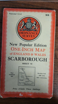 Scarborough Ordnance Survey Map 1 Inch 1947 Sheet 93 Cloth 6th Edition