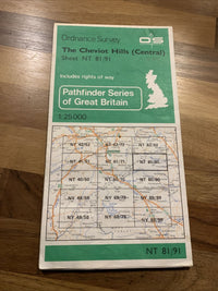 THE CHEVIOT HILLS Central Pathfinder NT 81/91 Ordnance Survey 1:25000 1986