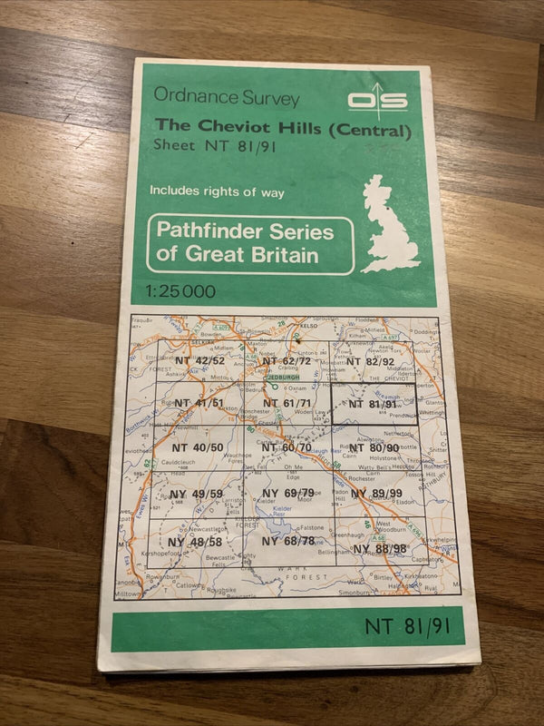 THE CHEVIOT HILLS Central Pathfinder NT 81/91 Ordnance Survey 1:25000 1986