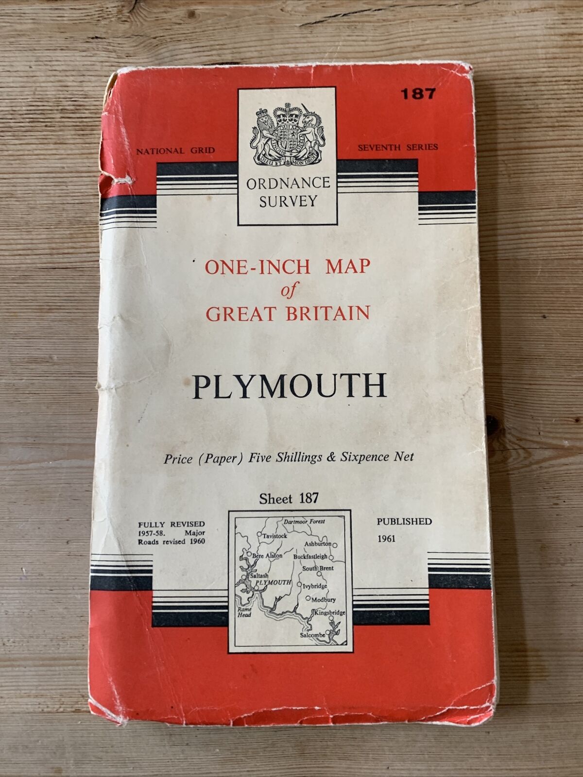 Plymouth Devon 1961 Edition Ordnance Survey One Inch Map No 187 Tavistock