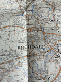 BURY Rochdale Ordnance Survey 1:25000 First Series Sheet SD81 1950 Whitworth