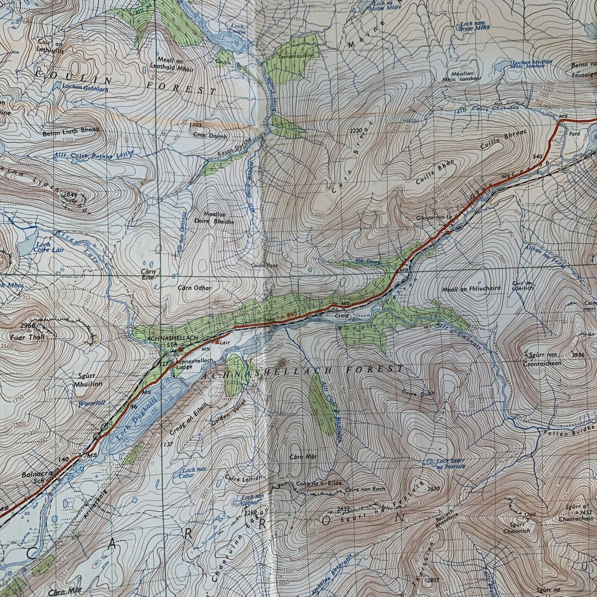 LOCHCARRON -Ordnance Survey Cloth Map One Inch 1957  Edition 1961 Print Sheet 26