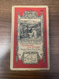 PEMBROKE & TENBY No 99 Ordnance Survey Popular One Inch Cloth Map 1930 Sth Wales