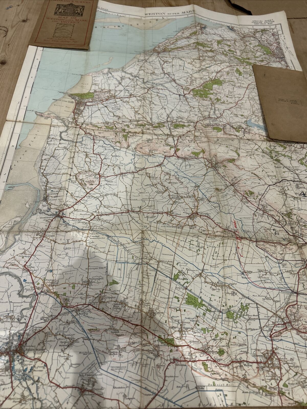 WESTON UPER MERE Cloth Ordnance Survey 1 Inch Map 1918 Clevedon Bridgewater