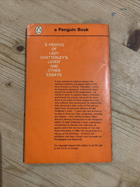 A PROPOS OF LADY CHATTERLEYS LOVER & Other Essays Penguin 1961 DH Lawrence