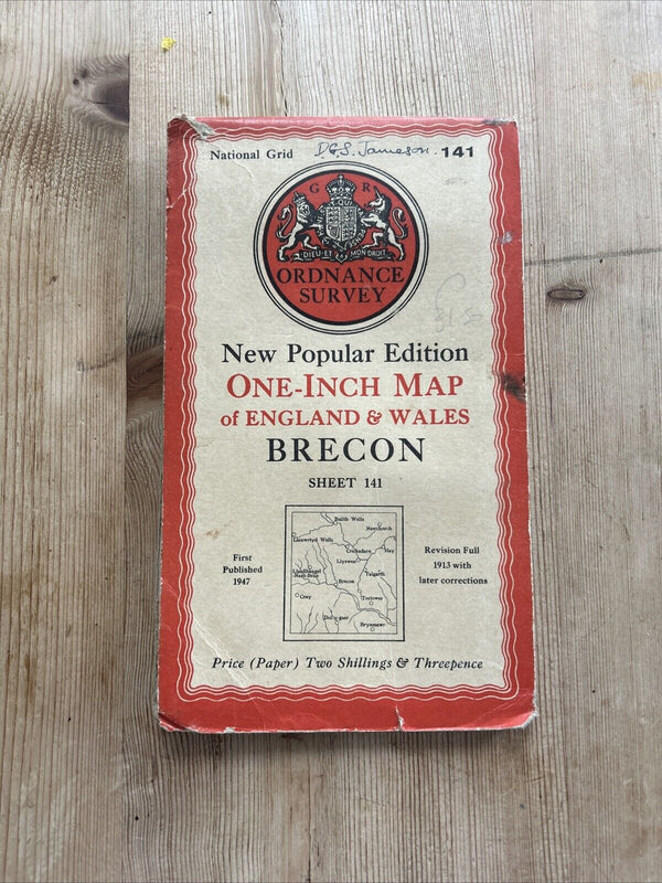 BRECON Ordnance Survey Sixth Edition Paper One inch 1947 Sheet 141 Tagarth