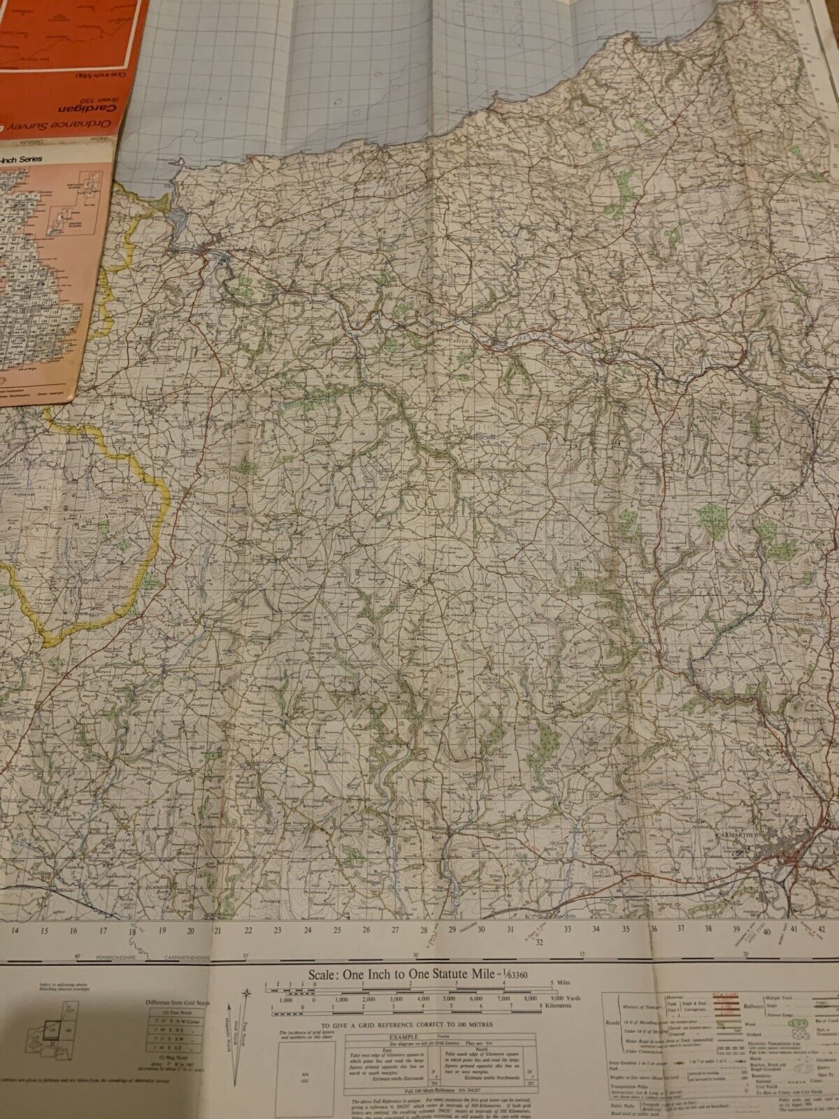 Cardigan South Wales - Ordnance Survey Map One Inch 1967 Sheet 139