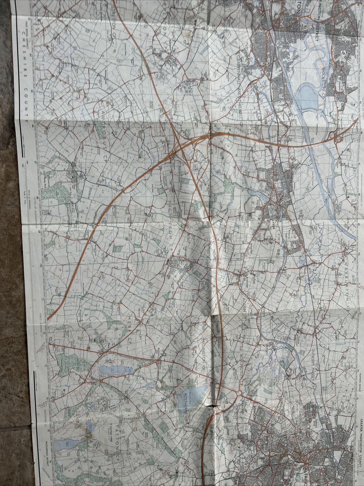 WARRINGTON Ordnance Survey Second Series 1:25,000 Map SJ68/78 Altrincham Hale