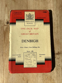 DENBIGH Ordnance Survey Seventh Series Paper One inch 1952 Sheet 108 Mold Ruthin