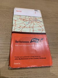 Bartholomew Cloth Half Inch Map No 9 Surrey 1966 Guildford Reading Sevenoaks