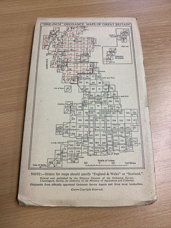 Taunton & Lyme Regis Ordnance Survey Cloth Map 1946 Sixth Series No 177