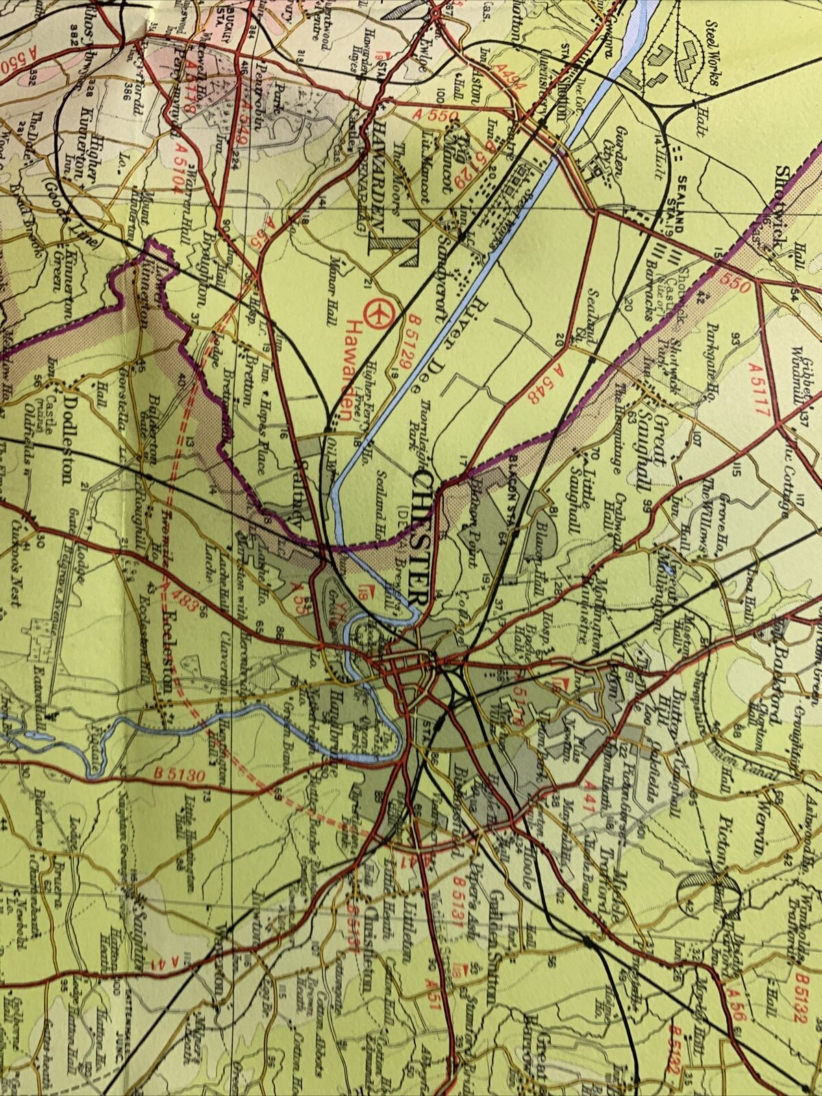 MERSEYSIDE Bartholomew - Half Inch Map 1972 No 28 Chester Wirral Manchester