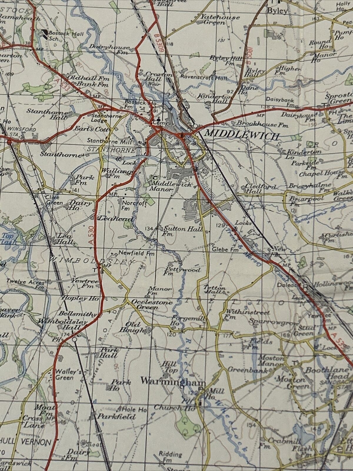 STOKE ON TRENT Ordnance Survey CLOTH Map 1962 Sheet 110 Seventh Series Crewe