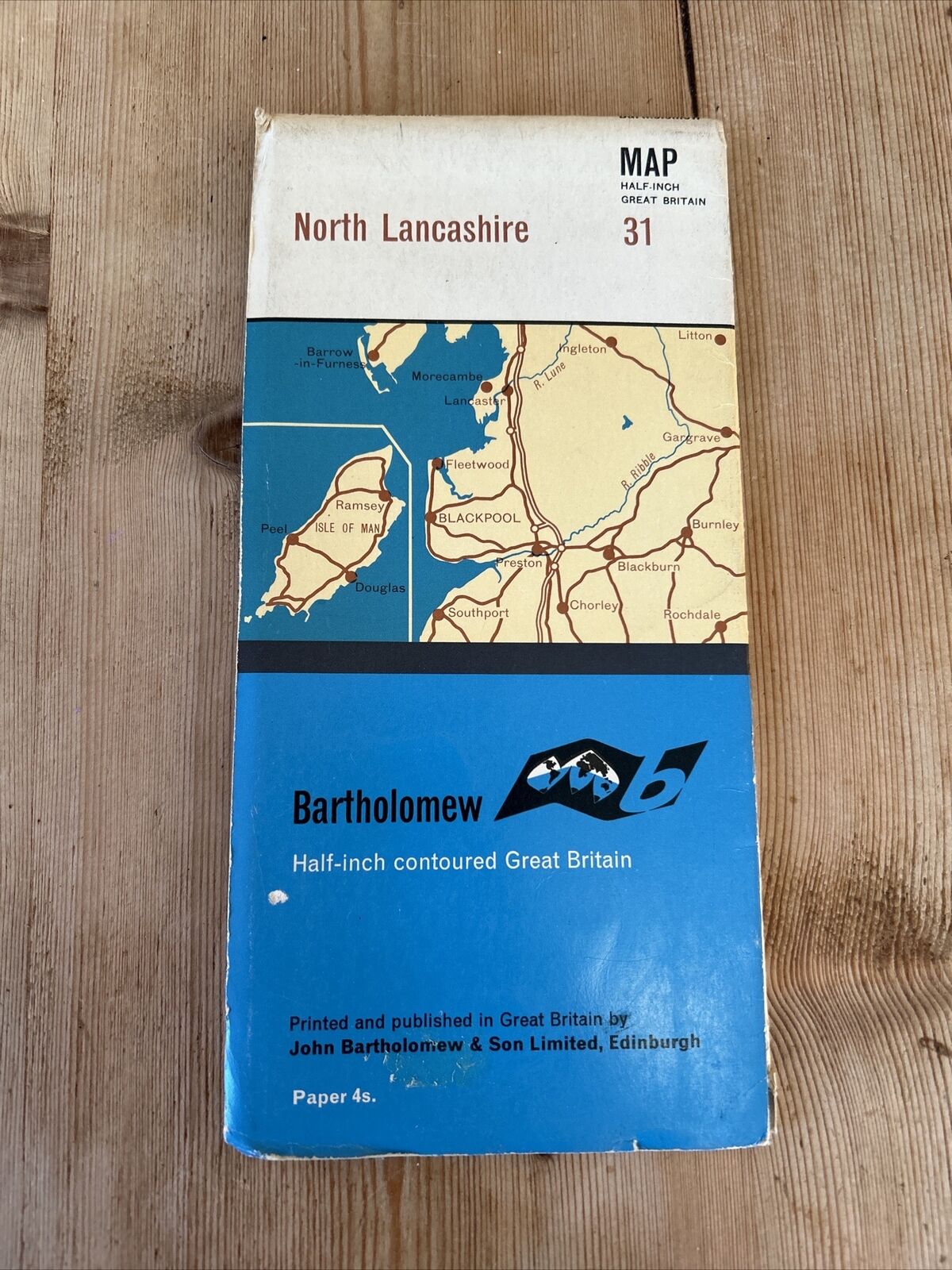 NORTH LANCASHIRE Bartholomew - Half Inch Map 1966 No 31 Isle Of Man Blackburn