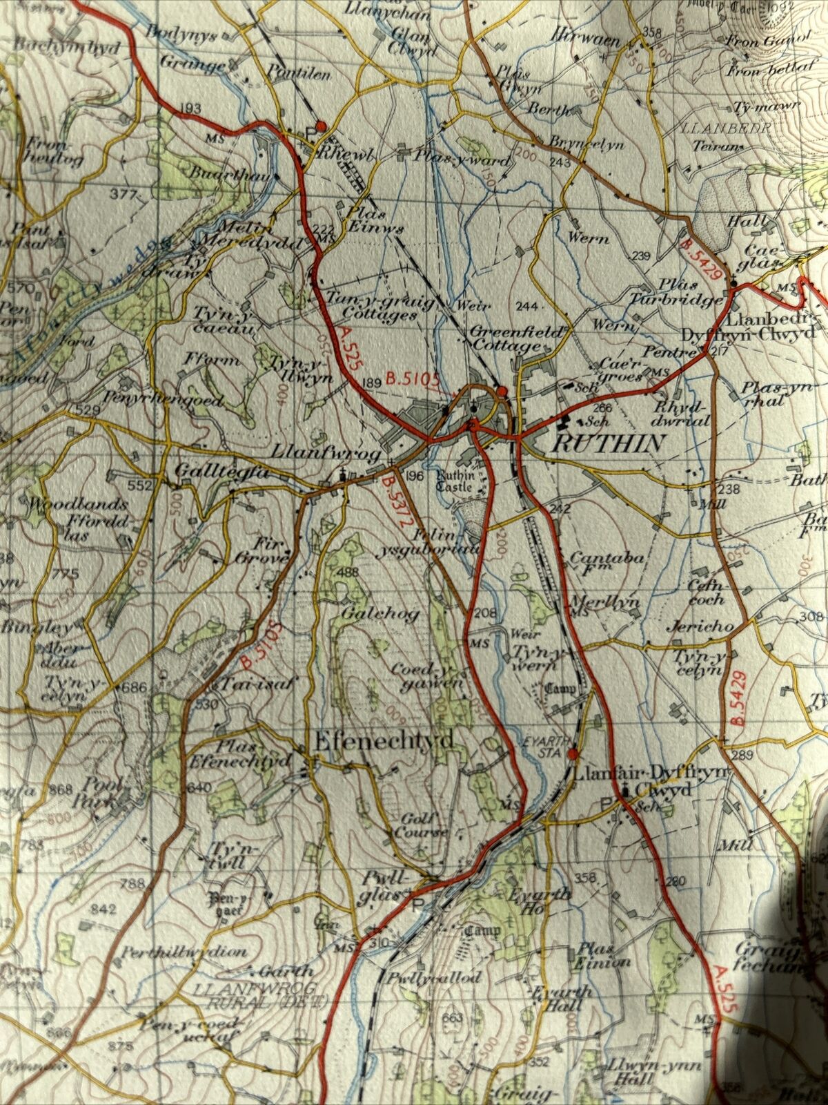 DENBIGH Ordnance Survey Seventh Series Paper One inch 1952 Sheet 108 Mold Ruthin