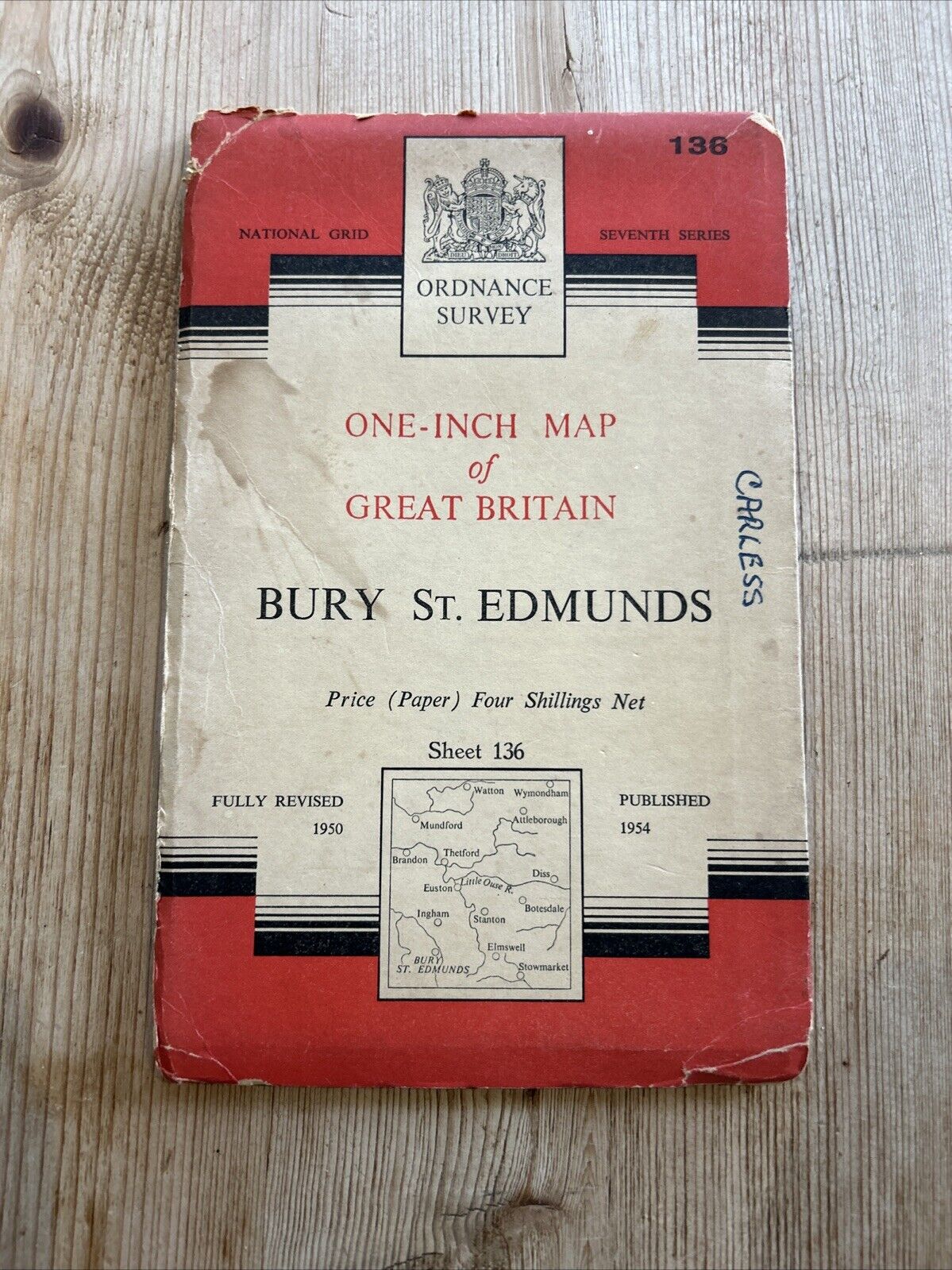 BURY ST EDMUNDS Ordnance Survey Seventh Series One Inch Sheet 136 1954 Thetford