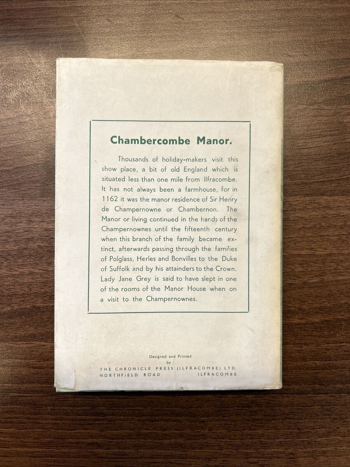 THE CALL OF CHAMBERCOMBE True Story Of North Devon Coast 1959 Dust Jacket