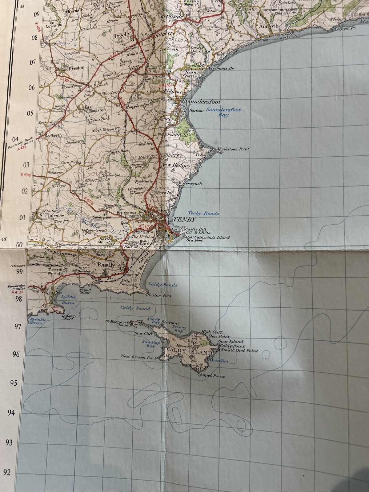 CARMARTHEN & TENBY No 152 1952 CLOTH Seventh Series Ordnance Survey One Inch Map