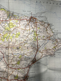 THE SOLENT Ordnance Survey Cloth One Inch Map 1945 Sixth Edition Sheet 180 Wight