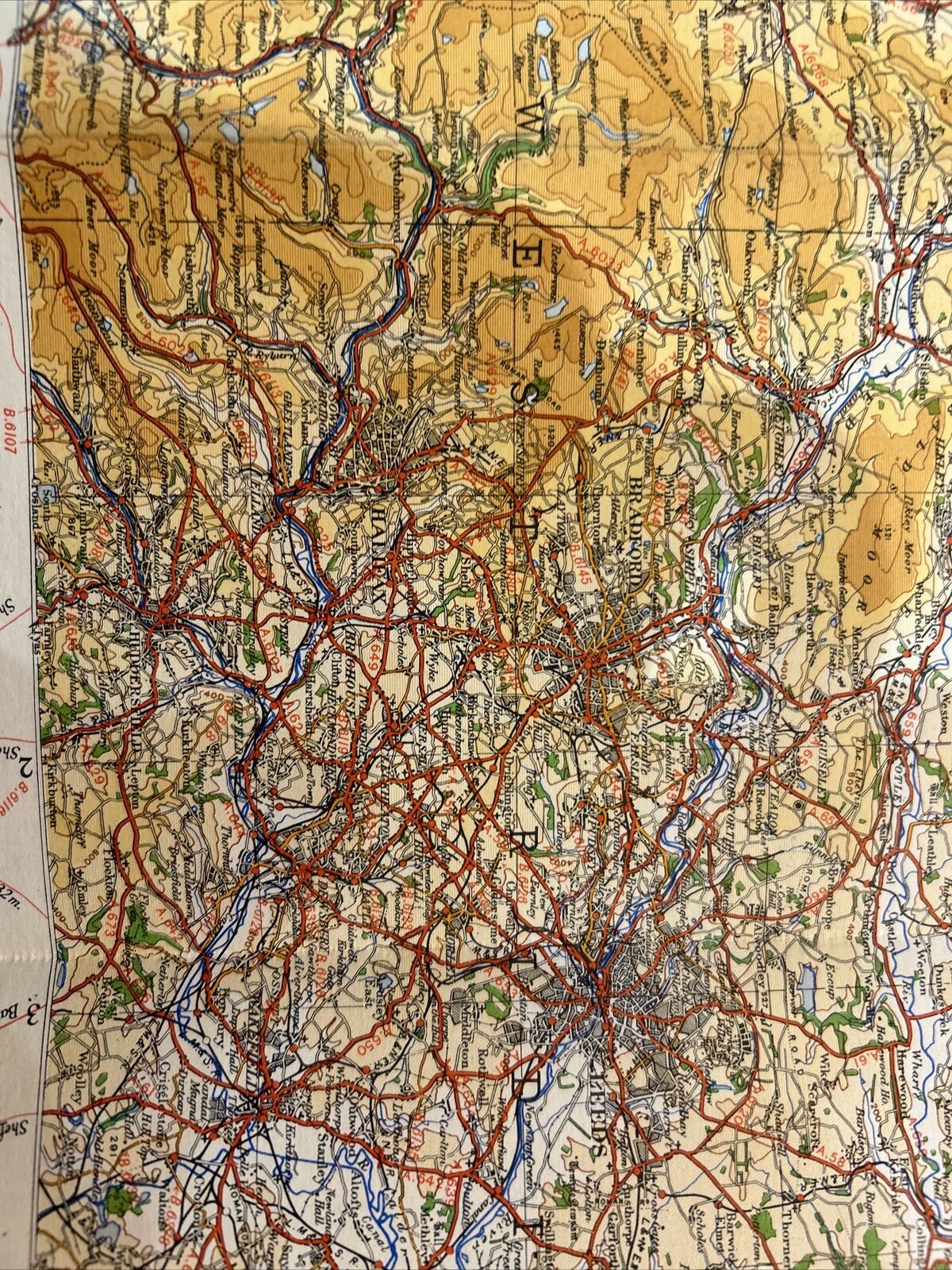 ENGLAND NORTH CENTRAL 1946 Ordnance Survey CLOTH Sheet 2 Quarter Inch Map