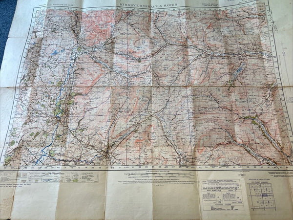 KIRKBY LONSDALE & HAWES Ordnance Survey Sh  20 1 Inch 1940 War Revision No Cover