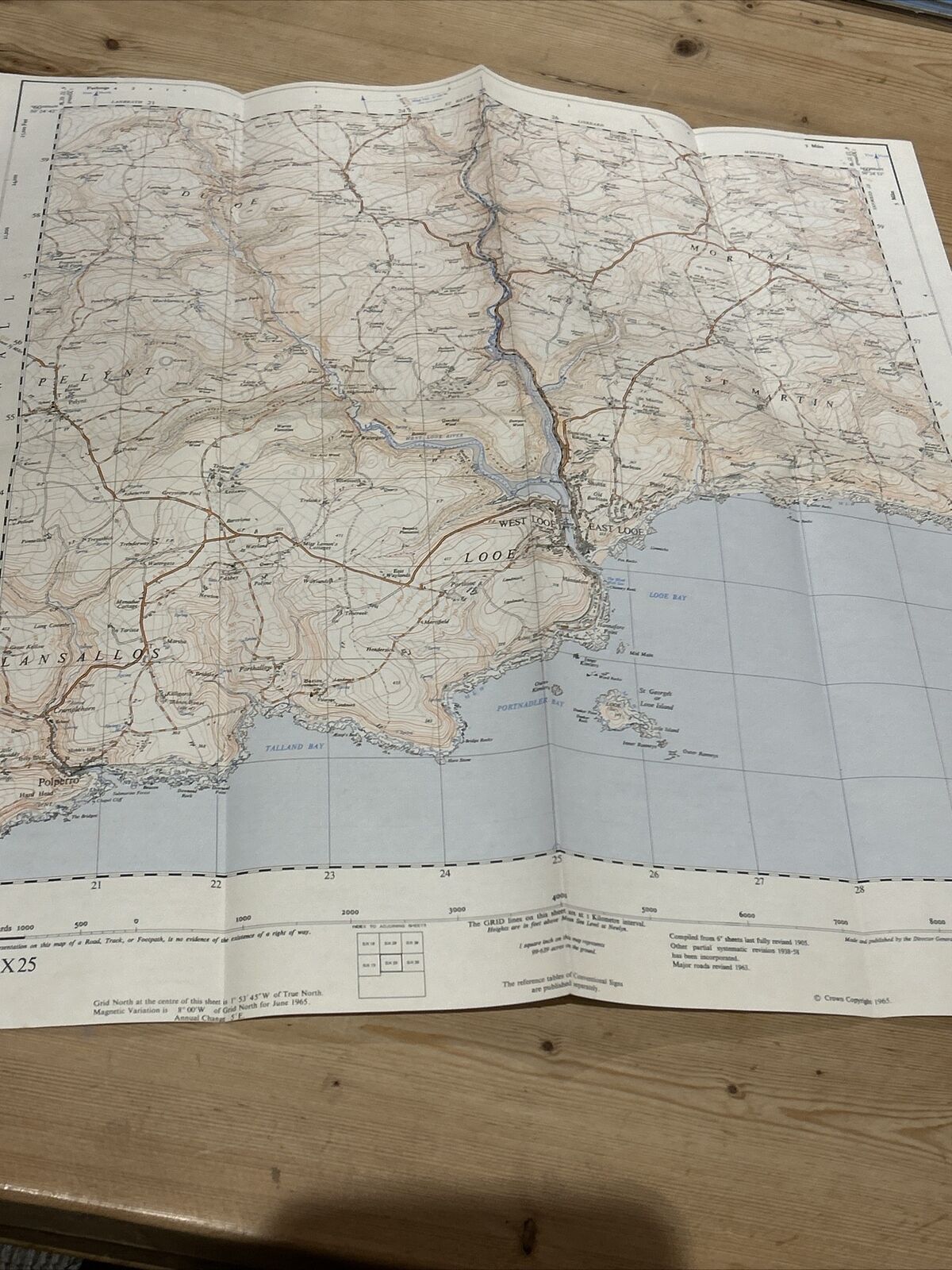 LOOE Ordnance Survey Sheet SX25 Map 1:25000 First Series 1965 Morval Pelynt