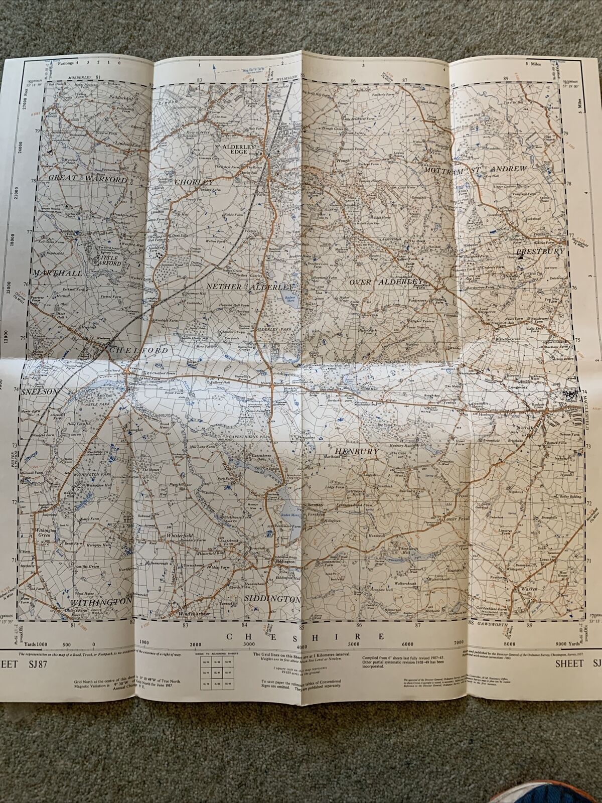 ALDERLEY EDGE Ordnance Survey Sheet SJ76 Map 1:25,000 First Series 1960 Cheshire