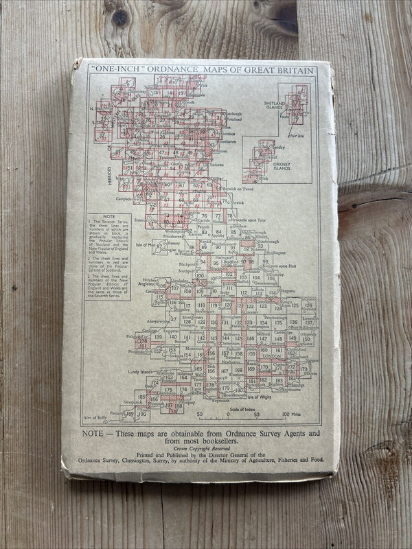 CAMBRIDGE & ELY Ordnance Survey Seventh Series CLOTH One inch 1954 Sheet 135