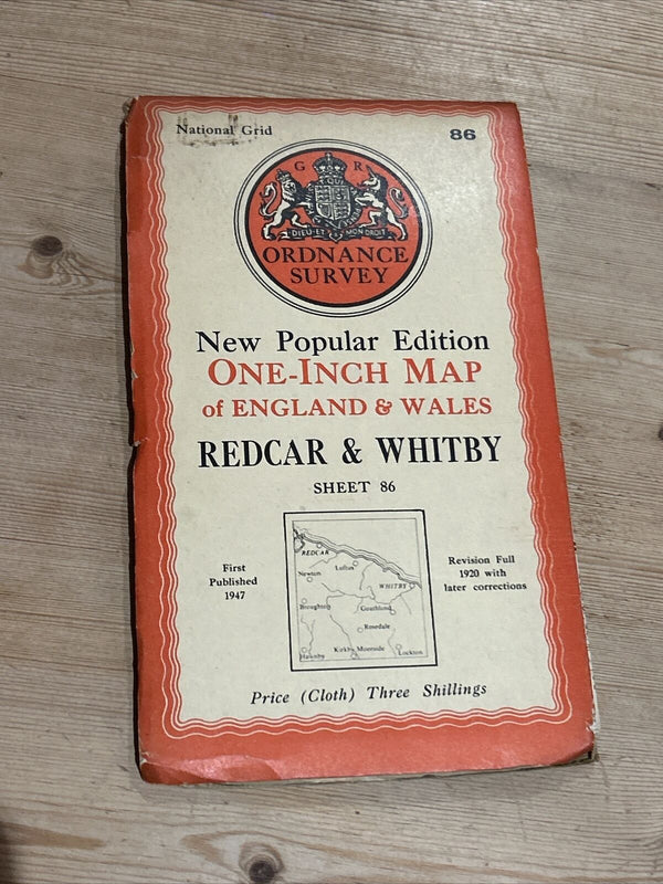 REDCAR & WHITBY Ordnance Survey Paper Map 1947 Sixth Series Sheet 86 Staithes